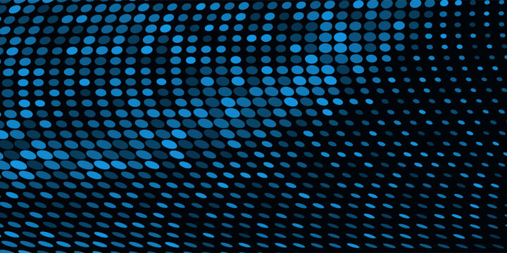 Donkerblauwe vector moderne geometrische cirkel abstracte achtergrond. Gestempelde structuursjabloon. Geometrisch patroon in halftoonstijl met verloop.