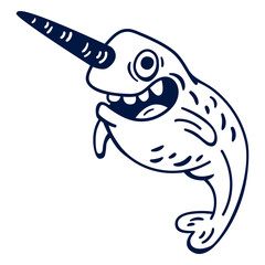 Crazy narwhal filled stroke © Vexels