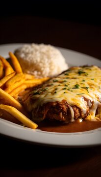 Brazilian Parmegiana Beef Feast Delicious Comfort Food Photography Appetizing Plate Presentation