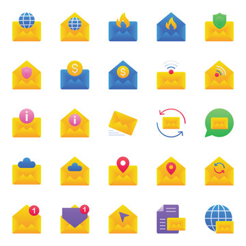Gradient color icons set for Email communication
