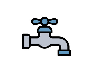 Obraz premium A minimalist vector graphic of a faucet with a blue handle and gray body