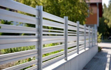 Fototapeta premium Sleek Minimalist House Fencing Design Over Time with Wide Angle View