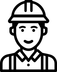 Obraz premium Hand Drawn a man Construction Worker Black and White Avatar Illustration in Minimal Line Art Style Design