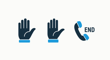 Obraz premium Stop, End Call, and Refusal Gesture Icons: Communication, Boundaries, and Action Termination Concepts