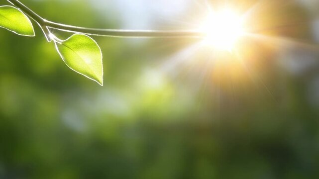 Sunlit Leaf: A close-up shot of a single vibrant leaf, brilliantly illuminated by the warm, golden light of the sun, radiating a sense of freshness and renewal.