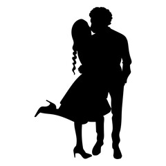 Prom couple kissing silhouette © Vexels