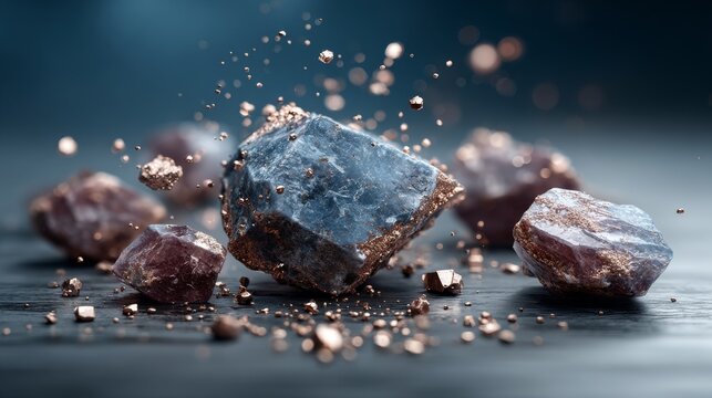 Dark background showcasing a macro crystal quartz crown with gold branches and metallic details