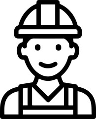 Obraz premium Hand Drawn a man Construction Worker Black and White Avatar Illustration in Minimal Line Art Style Design