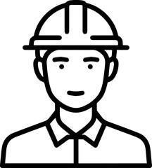 Obraz premium Hand Drawn a man Construction Worker Black and White Avatar Illustration in Minimal Line Art Style Design