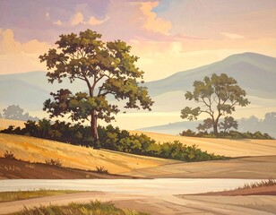 Obraz premium Peaceful landscape at dawn