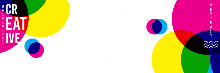 Colorful abstract circles and text design on transparent background