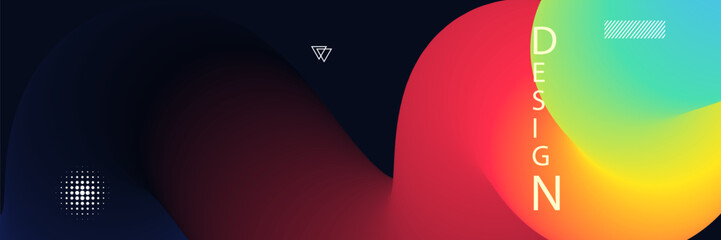 Colorful Abstract Design with Gradient Waves and Geometric Elements