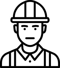 Obraz premium Hand Drawn a man Construction Worker Black and White Avatar Illustration in Minimal Line Art Style Design