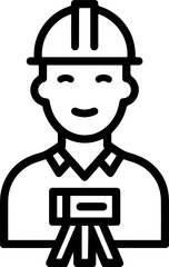 Obraz premium Hand Drawn a man Construction Worker Black and White Avatar Illustration in Minimal Line Art Style Design