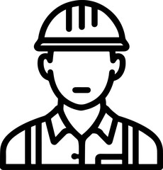 Obraz premium Hand Drawn a man Construction Worker Black and White Avatar Illustration in Minimal Line Art Style Design