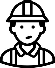 Obraz premium Hand Drawn a man Construction Worker Black and White Avatar Illustration in Minimal Line Art Style Design