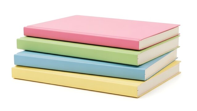 Colorful stack of notepads on white background