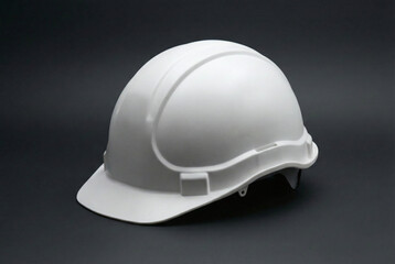 White Construction Safety Helmet Mockup Isolated on Dark Background