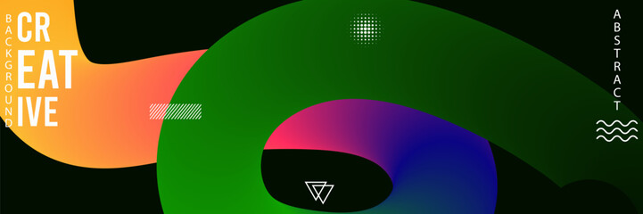 Vibrant abstract background with colorful shapes and text