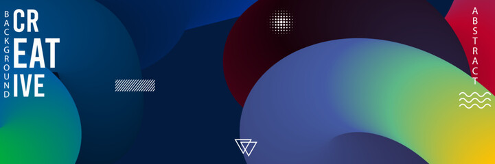 Vibrant abstract background with colorful shapes and text