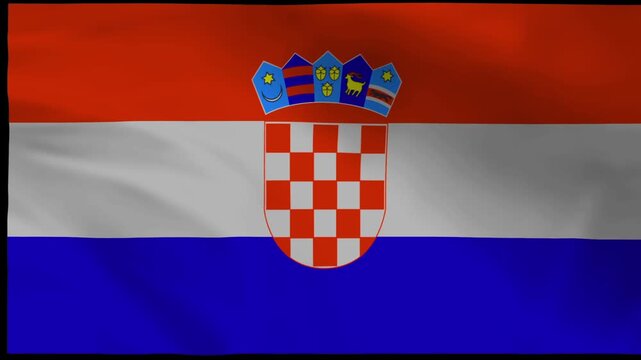 The Croatian flag waving in the wind as a video