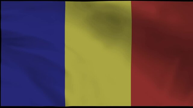 The flag of Romania waving gently in the wind in a video