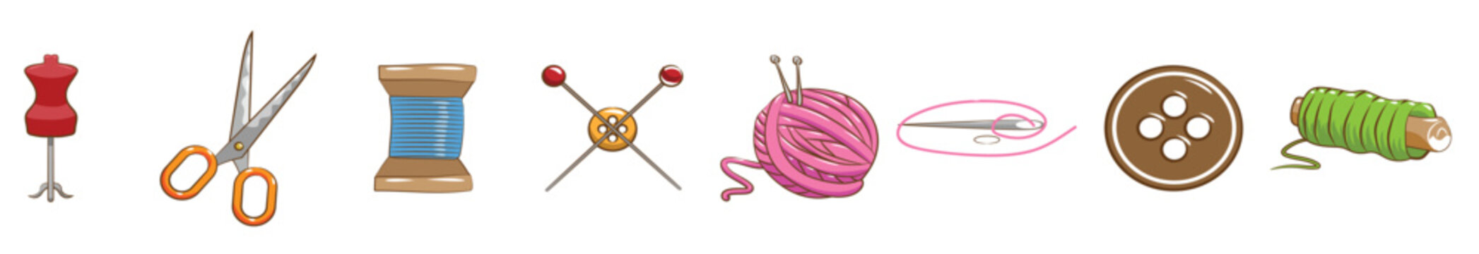 Sewing and craft pattern with sewing machine and tools for handmade creativity. Leather Crafting Icon Set with Flat Design Vector Illustrations of Tooling Items, vector illustration.