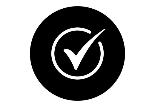 white tick mark icon inside black circle png transparent background
