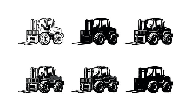 Rough terrain forklift with large tires and raised chassis designed for outdoor construction site lifting | Create ONE image