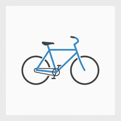 Fototapeta premium Vibrant blue and grey bicycle icon, symbolizing healthy living, eco-transport, and active recreation in a modern, simple style.