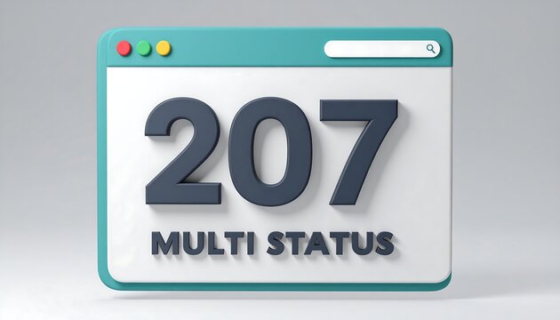 Minimal browser window interface displaying 207 Multi Status HTTP status code on clean modern background wallpaper