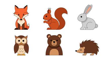 Fototapeta premium Cartoon forest animals illustration