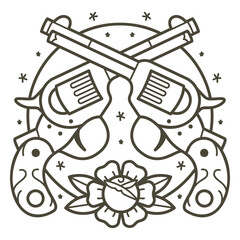 Fototapeta premium Wild west revolvers design stroke