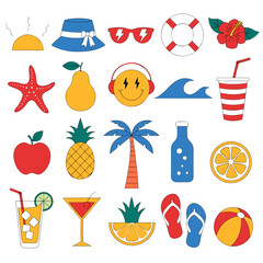 A collection of colorful beach and summer icons © Nikil