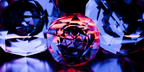 Cyber elements made of transparent glass and liquid acrylic purple blue glow on black backdrop cinematic tech background design cover art visuals 3d rendering © IM_VISUALS