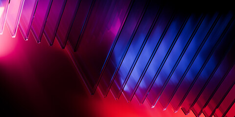 Cyber elements made of transparent glass and liquid acrylic purple blue glow on black backdrop cinematic tech background design cover art visuals 3d rendering © IM_VISUALS