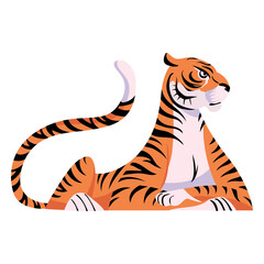 Tiger lying semi flat element © Vexels