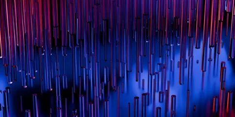Cyber elements made of transparent glass and liquid acrylic purple blue glow on black backdrop cinematic tech background design cover art visuals 3d rendering © IM_VISUALS