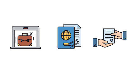 Customs Line art colorful shape vector illustration