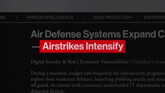 Airstrike intensify fast sequence news articles headline title animation with documentary style