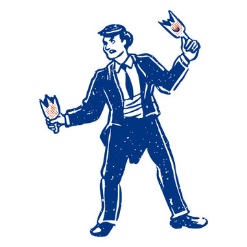 Drunk with a broken bottle in hand