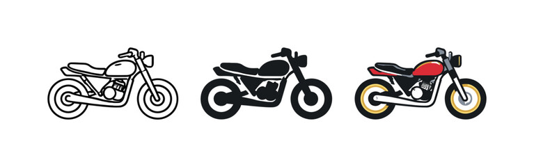 Fototapeta premium Motorcycle Freedom Silhouettes. Freedom riding concept shown as a standard street motorcycle with fuel tank, seat, handlebars, and
