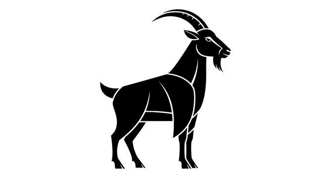 Black Silhouette of a Standing Goat.