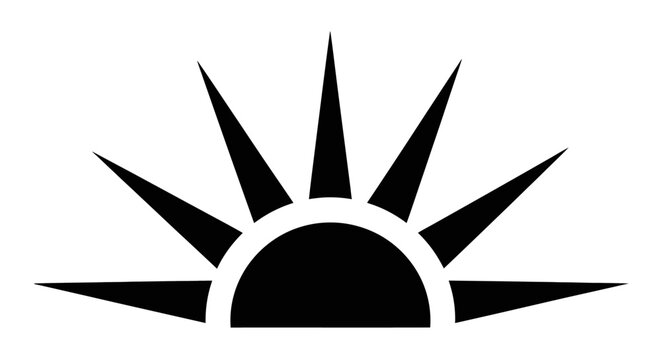 Black Sun Icon Simple Design Element.