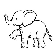 Obraz premium A cute baby elephant cartoon character in a happy vector art style makes for a funny wildlife illustration perfect for safari and zoo design clipart