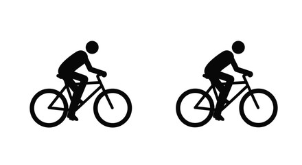 Fototapeta premium Two black silhouettes of cyclists riding bicycles on a white background
