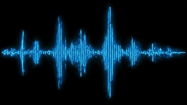 Animated audio visualizer displays colorful sound wave patterns on black background, pulsing with music.