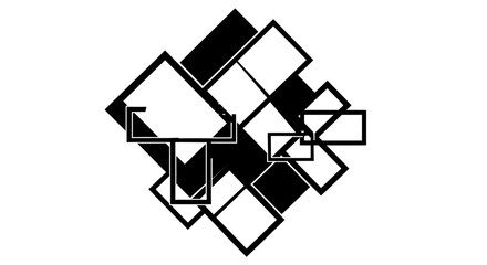 Geometric Shapes Interconnected Black White Design.