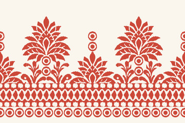 Motifs Ikat floral paisley embroidery background.geometric ethnic oriental pattern traditional.Aztec-style abstract. design for texture, fabric, clothing, wrapping, decoration © supachai
