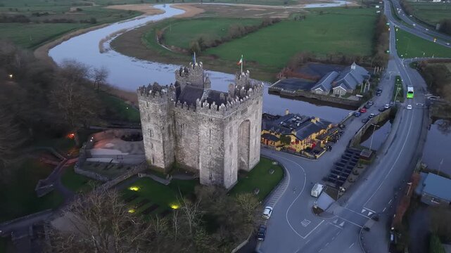 Bunratty Castle Ireland Aerial Sunset Cinematic Drone Shot 4K 60fps